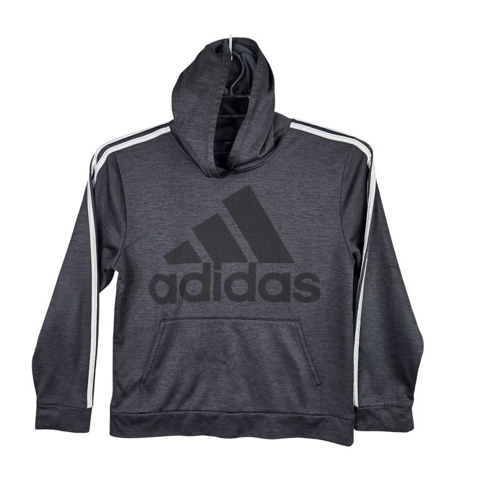 Womens Adidas Gray Hoodie Sweatshirt Long Sleeves Polyester Blend Size M